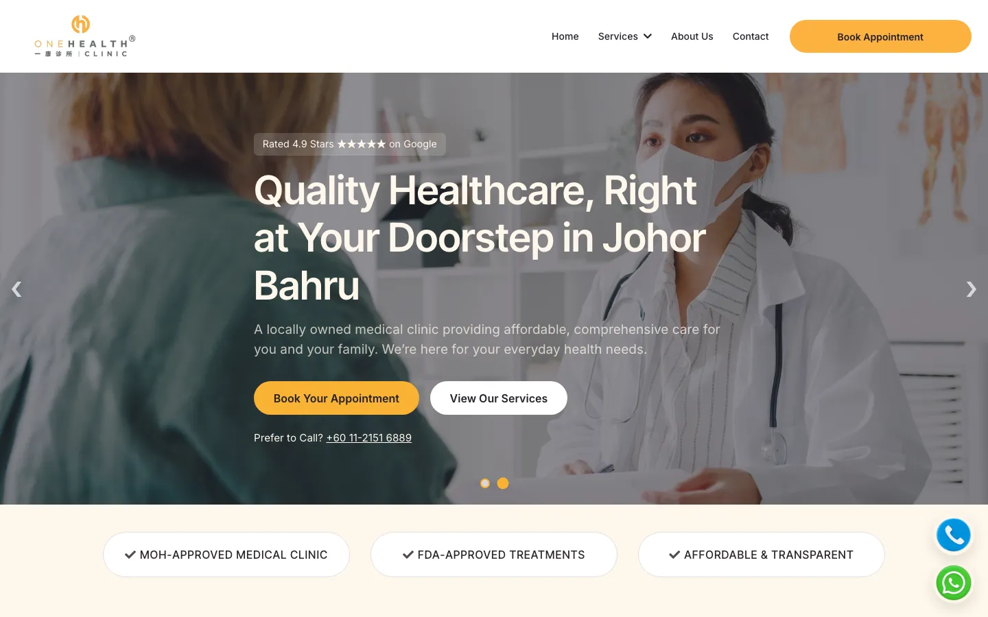 OneHealth Clinic website, built by HPA