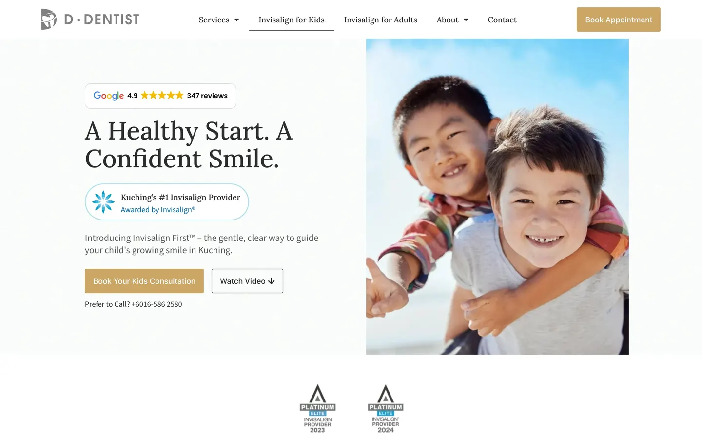 Treatment page on the D Dentist website, built by HPA